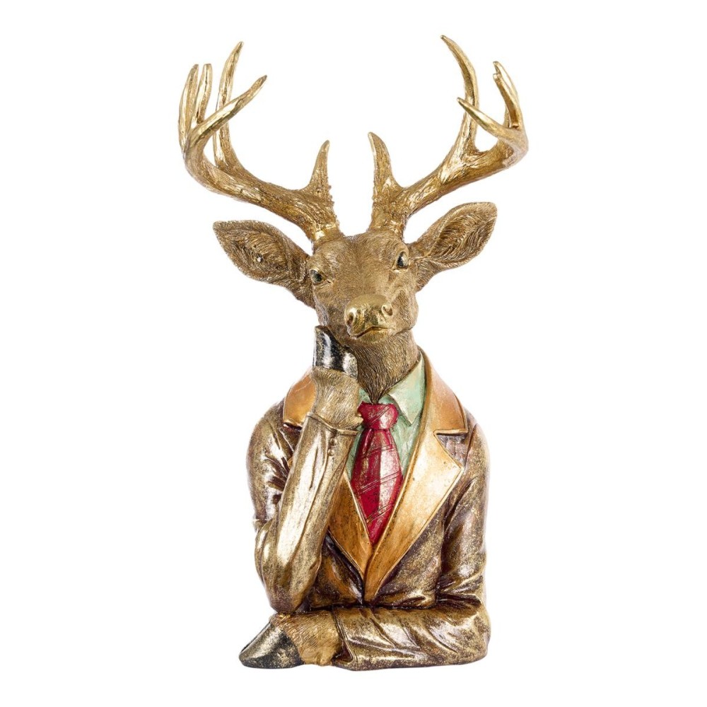 BUSTO CERVO ORO RESINA